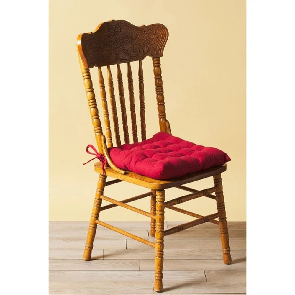 SET OF 4 THICK REVERSIBLE CUSHION CHAIR PADS with ties (17